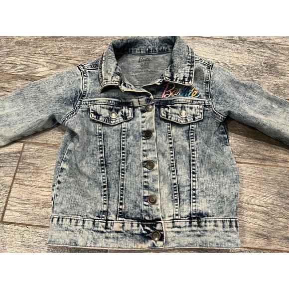 Barbie Denim Jean Jacket Girls XS Extra Small 4 5 Embroidered Barbiecore‎ Coat - Picture 3 of 10
